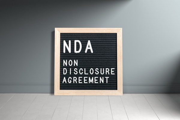 Letterboard with acronym NDA for "non disclosure agreement"